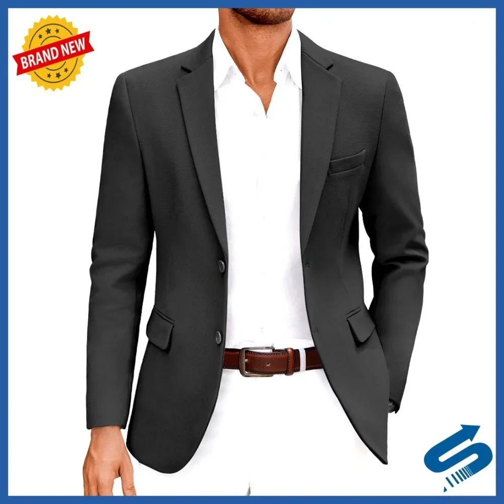 Slim Fit Blazer Sport Coat Lightweight Polyester Business Casual Jacket